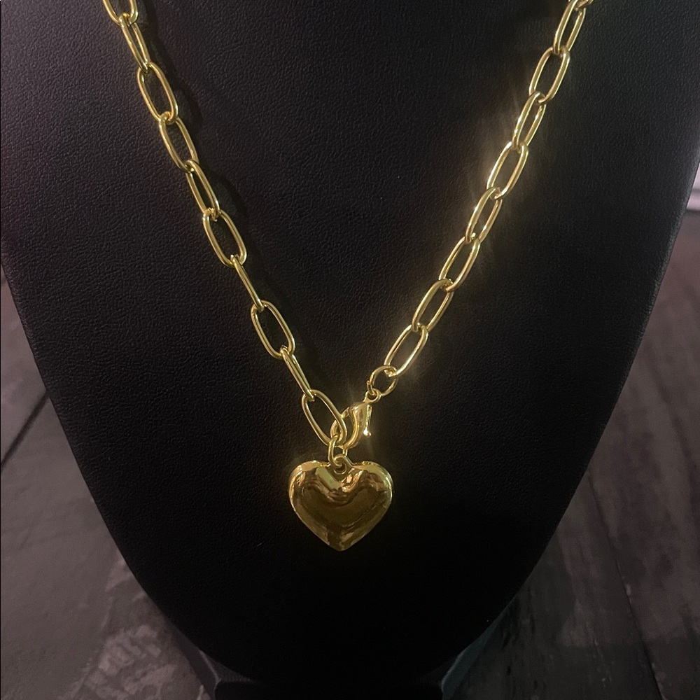 Gold Heart Necklace and Earring Set